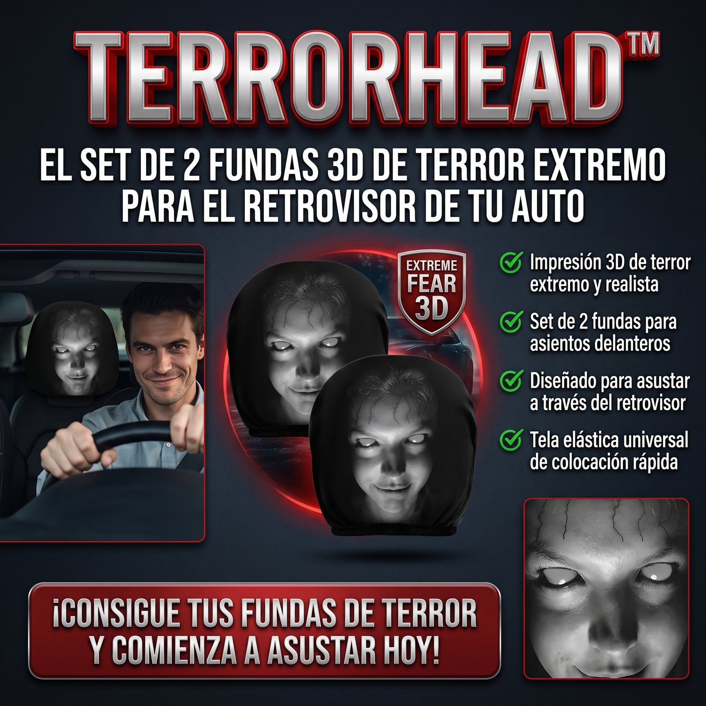 TERRORHEAD™ Fundas de Cabecera para Auto set X2